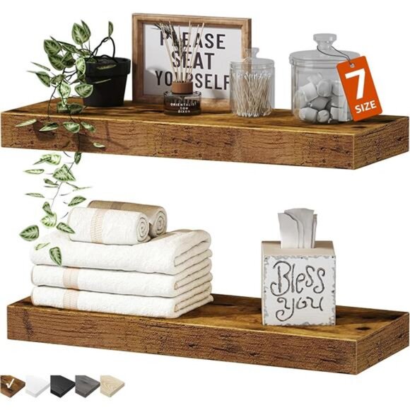 Bathroom Floating Shelves for Wall Mounted Shelf Over Toilet Farmhouse HomeDecor - Picture 1 of 7